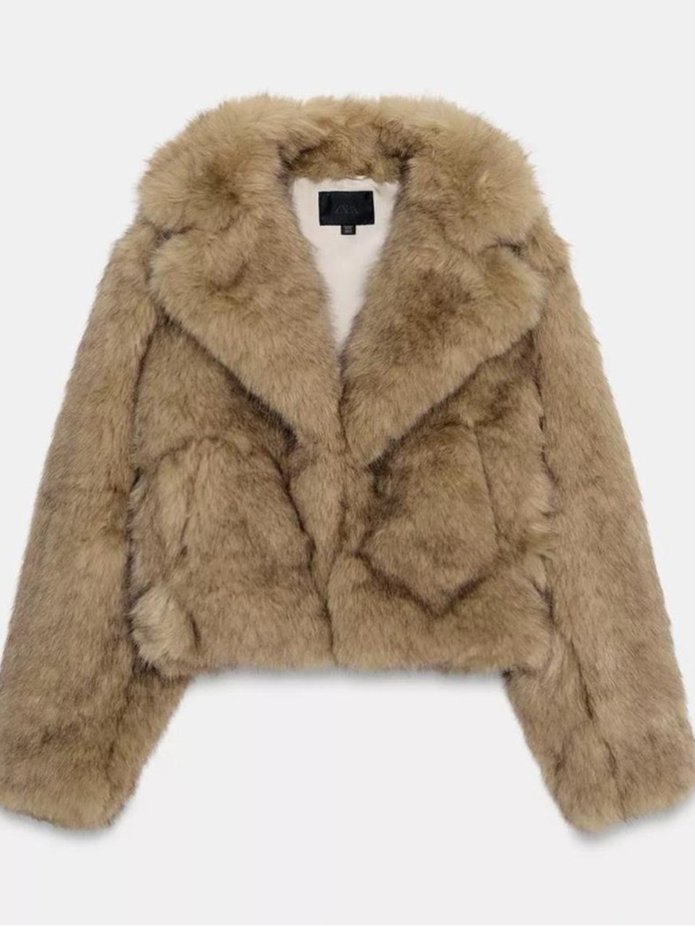 NWT BRAND NEW RARE SOLD OUT ZARA LIGHT BROWN /TAN FAUX FUR SHORT COAT